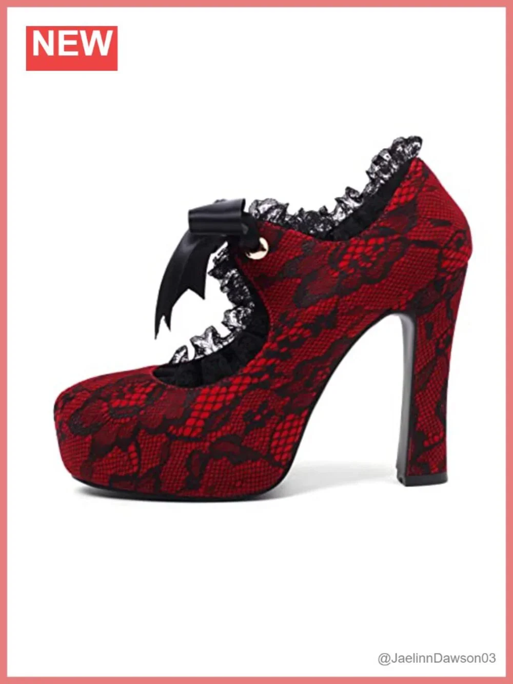 Elerhythm Women's Lace Flower Mary Jane Punk Closed Toe Prom Costume Elegantes